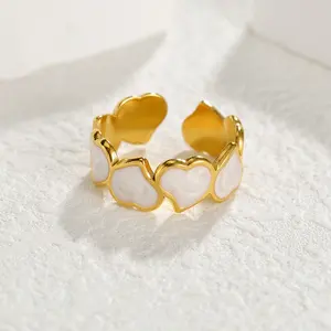 Modeschmuck Offene verstellbare Herz ringe Edelstahl Tropfen Öl Ehering Ring für Frauen