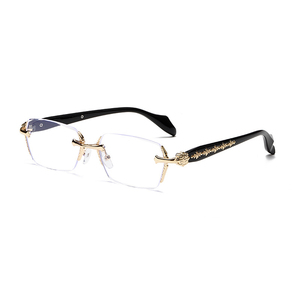 KL8013 1個 リムレス スクエアフレーム ブルーライトカット 老眼 レトロ ユニセックス 矯正メガネ リーディンググラス - Product Image 5