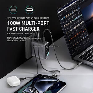 Nouvelle station de charge rapide multi-ports multifonctionnelle certifiée haute qualité avec intelligence artificielle pour <span class=keywords><strong>iPhone</strong></span> et ordinateur portable 100W GaN 45W - Product Image 1