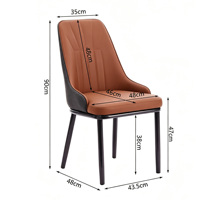 Chaise de salle à manger moderne à cannelures verticales, chaise d'appoint en cuir griffes de chat bicolore, chaise d'appoint à pieds en métal noir pour salle à manger et cuisine