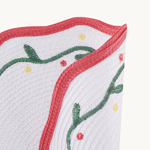 Napperon de table de <span class=keywords><strong>cuisine</strong></span> de style contemporain, moderne, broderie de Noël, en plastique tissé PP, <span class=keywords><strong>rouge</strong></span> et vert, <span class=keywords><strong>tapis</strong></span> et sous-plats en plastique - Product Image 1