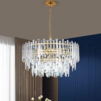 MEEROSEE Or Moderne Lustre En Cristal Pendentif Lumières pour Salle À Manger Salon Chambre Foyer Entrée Plafond Suspendu MD6068A