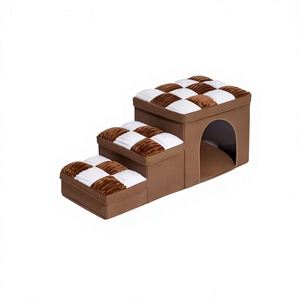 Rampe pliante à trois niveaux pour animaux de compagnie, escalier pour animaux de compagnie, échelle pour animaux de compagnie, design en damier pliable, adapté aux chats et aux chiens - Product Image 6