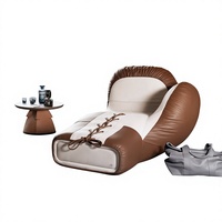 Fauteuil de salon individuel créatif en cuir PU, design inspiré d'un gant de boxe italien, style luxe léger
