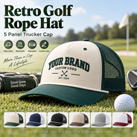 Casquette Trucker 112FPR Rétro Golf en Corde, 5 Panneaux, Dos en Maille, Réglable, Snapback, Broderie Personnalisée, Vente en Gros