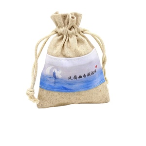 Small Drawstring Jute Tea Bag Custom Printed Hessian Burlap Pouch for Coffee Candy Gift Wrapping - Product Image 4