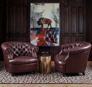 <span class=keywords><strong>Fauteuil</strong></span> <span class=keywords><strong>club</strong></span> capitonné <span class=keywords><strong>marron</strong></span> vintage de luxe, finition artisanale en cuir véritable, pour salon, hôtel ou chambre d'hôtes VIP - Product Image 1