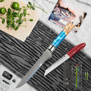 Cuchillo de Cocina Japonés de Acero al Carbono Damasco, para Deshuesar Pescado, Acabado de Alto Brillo, Ambidiestro, para Cortar Carne y Aves - Product Image 2