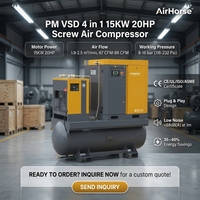 Compresseur d'air à vis Airhorse PM VSD 380V triphasé pour le marché européen 15kW 20HP 10Bar 2,1m³/min CE pour l'industrie générale avec réservoir de 500L