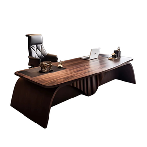 <span class=keywords><strong>Scrivania</strong></span> Direzionale in Legno Massello, Lussuosa <span class=keywords><strong>Scrivania</strong></span> Moderna per CEO e Dirigenti con Tappetino in Pelle, Arredamento per Ufficio - Product Image 5