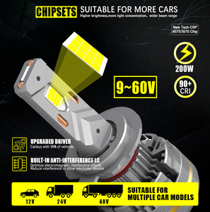 Bombilla LED G-View G19W H4 H19 Canbus sin errores, alta potencia 200W 50000LM 6000K, luz automotriz con ventilador de enfriamiento, mejora para lámparas de coche - Product Image 3