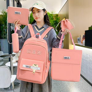 กระเป๋าเป้สะพายหลังนักเรียน/นักศึกษา สีพื้น เรียบง่าย จุของได้เยอะ เหมาะกับทุกโอกาส สำหรับผู้หญิง  วัสดุไนลอน  แบบมีซิป  ขายส่งข้ามพรมแดน - Product Image 3