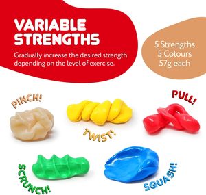 5 Strengths Therapy Colored <strong>Clay</strong> 2oz <strong>Set</strong> for Hand Rehabilitation &amp; Strengthening Unisex Ages 8-13 Silicone - Product Image 5