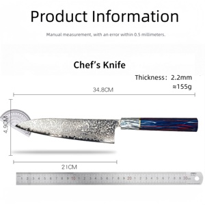 Cuchillo de chef Santoku profesional al por mayor, de acero de Damasco, para restaurantes, HORECA y el mercado minorista, cuchillo de cocina japonés - Product Image 6