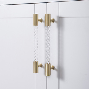 Hot Sale Eco-Friendly Modern Acrylic Brass Handle Brushed Finish White Cabinet Wardrobe <strong>Door</strong> Dresser Kitchen Drawer Bedroom - Product Image 2