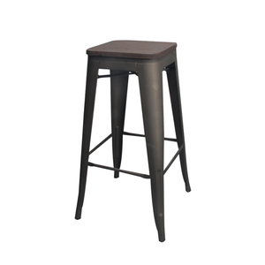 <span class=keywords><strong>Tabouret</strong></span> <span class=keywords><strong>de</strong></span> <span class=keywords><strong>Bar</strong></span> en acier inoxydable avec siège carré en bois - Product Image 2