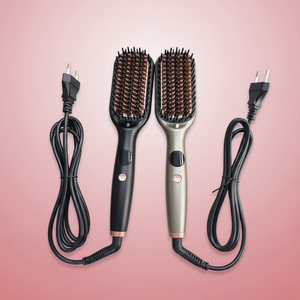 <span class=keywords><strong>Brosse</strong></span> chauffante électrique portable 2-en-1 personnalisable en usine, avec ions négatifs, écran LCD et réglage de la chaleur, pour hôtels - Product Image 5
