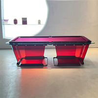 Table de billard de conception moderne haut de gamme personnalisable pour divertissement intérieur avec verre trempé rouge cristal