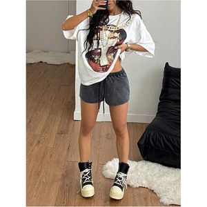 FOXA Women's <b>Drawstring</b> Waist Mini Shorts Low Rise Cotton Terry Gym Athletic Streetwear - Product Image 5