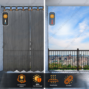 Outdoor Loop Curtain 150 GSM MM Grey with Contemporary Charcoal Tones for Sophisticated Outdoor Privacy - Product Image 2