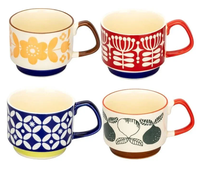 Ensemble de tasses en porcelaine rétro japonaises de 300 ml avec cuillère, poignée personnalisable, isolées, réutilisables, cadeau d'affaires, utilisation alimentaire, en stock