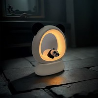 Nouvelle lampe de nuit LED Panda rechargeable, commande par bouton, design moderne minimaliste, intensité réglable, 3 modes de couleur, lampe de bureau Panda mignonne