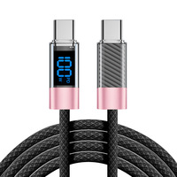 Câble de données de charge rapide PD à affichage numérique 100W pour écouteurs Apple Type-C Câble tressé en PVC