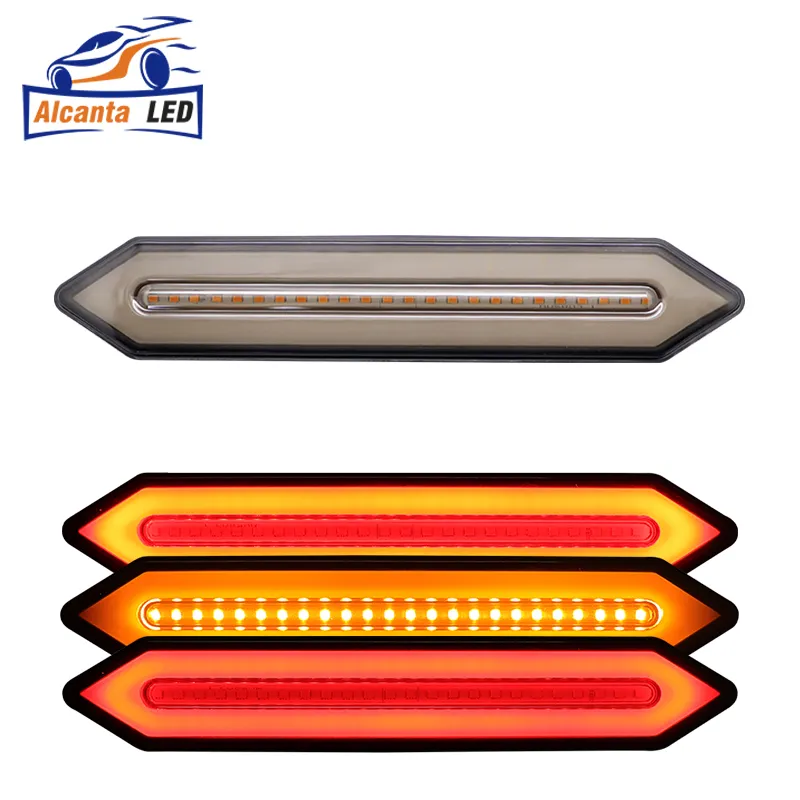 Luz de led para freio de caminhão e carro, luz de freio reversa, neon, dinâmica, seta sequencial, sinal luminoso, 12v 24v