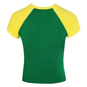 Vêtements de détente d'été à logo personnalisé Ensemble en coton à manches courtes et blocs de couleurs Ensemble deux pièces pour femmes - Product Image 2