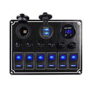 Panneau de commutation à bascule LED personnalisable en aluminium étanche 12V/24V 6 gangues avec USB pour voiture, bateau, camping-car, <span class=keywords><strong>caravane</strong></span> - Product Image 1