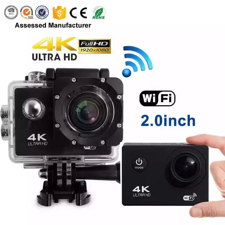 D1000 4K 60Fps High Definition Wide Angle Lens 2Inch Screen Action Camera 30 Meters Waterproof Wifi Mini Sport Camera