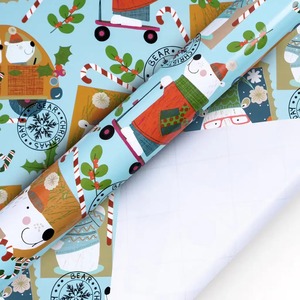 Custom Christmas-Themed Cartoon Gift <b>Wrapping</b> <b>Paper</b> Roll Single Side PE Coated Art <b>Paper</b> 100GSM Eco-Friendly Recyclable Digital - Product Image 3