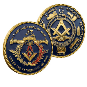 Moneta Commemorativa a Doppia Faccia dei Sette Arti Liberali della Massoneria, Ornamento <span class=keywords><strong>da</strong></span> Collezione in Metallo, Regalo Souvenir - Product Image 1