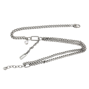 316L Stainless Steel Silver Color Necklace with Zircon <strong>Link</strong> Women Exquisite Double <strong>Chian</strong> Necklaces Pendant Jewelry Gift New - Product Image 4