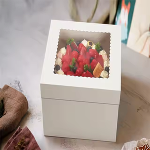 Venta caliente de alta calidad de grado alimenticio Cajas <span class=keywords><strong>Para</strong></span> Pastel blanco cuadrado pastel caja de embalaje con ventana de cartón <span class=keywords><strong>para</strong></span> llevar caja de pastel - Product Image 3