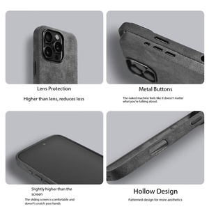 Coque de téléphone portable en Alcantara italien de qualité supérieure pour <span class=keywords><strong>iPhone</strong></span> 15 <span class=keywords><strong>Plus</strong></span>, entièrement recouverte, découpée avec précision au laser, attraction magnétique, vente en gros - Product Image 6
