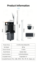 Kit d'assemblage Hotend pour Snapmaker U1, buse en acier trempé, extrudeur entièrement métallique, extrémité chaude 0.2/0.4/0.6/0.8mm, pièces d'imprimante 3D