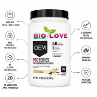 Poudre de protéines OEM Intense Vanilla 907G 50G Protéines par portion 20 vitamines et minéraux Soutien musculaire