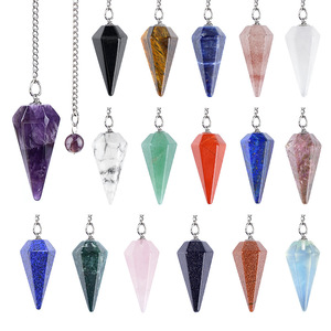 Péndulo de Cristal Natural al por Mayor, Colgante de 38mm, Pirámide Hexagonal de Punta Única, Cadena de Gemas, Yoga, Meditación, Frecuencia Ajustable - Product Image 4