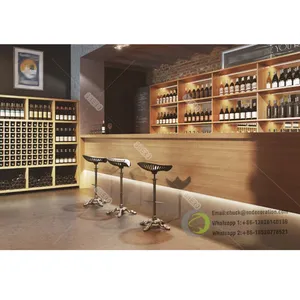 Fabrika doğrudan satış dükkanlar için kilitlenebilir şarap ekran ahşap şarap şişeleri standı şarap vitrin
