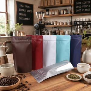 EmberBow Sachet refermable mat en aluminium avec fermeture éclair pour aliments, café, thé, emballage thermoscellable, vente en gros, OEM - Product Image 1
