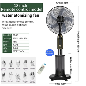 Ventilateur brumisateur domestique 18 pouces avec télécommande et interrupteur à clé, en plastique, pour rafraîchissement par brumisation d'eau, idéal pour extérieur, garage, hôtel - Product Image 2