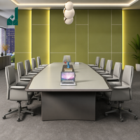 Ensemble de table et chaises de conférence ergonomiques modulaires en panneaux de bois rectangulaires de grande taille, style minimaliste moderne, pour salles de réunion d'entreprise et bureaux