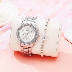 2 PCS <strong>Set</strong> Women <strong>Rose</strong> <strong>Gold</strong> Diamond Bracelet <strong>Watch</strong> Luxury Jewelry Ladies Casual Quartz Wristwatches - Product Image 5