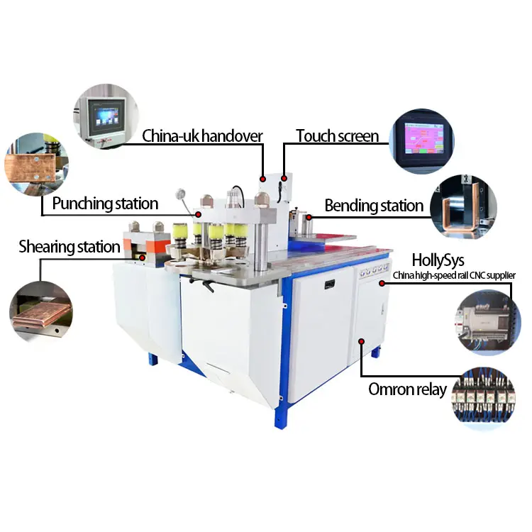 Kupferstange Aluminium-Reihen-Verarbeitungsmaschine Stange 3-in-1 Verarbeitung Biegen stanz-Schneidemaschine