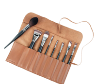 Kotak Rol Kuas Makeup Kulit PU 32 PCS Set Kuas Kosmetik dengan Kantong Penyimpanan Organizer Perjalanan
