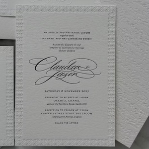 Invitation <span class=keywords><strong>de</strong></span> <span class=keywords><strong>mariage</strong></span> personnalisée en papier coton avec impression typographique et gravure, reliure parfaite pour les entreprises <span class=keywords><strong>de</strong></span> planification <span class=keywords><strong>de</strong></span> mariages - Product Image 5