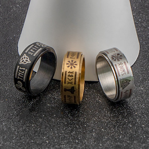 Nordic Stainless Steel Rune Men's <b>Ring</b> Tricolor <b>Titanium</b> Steel Jewelry SA1162 - Product Image 4