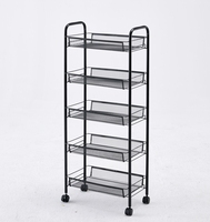 Carrito Metálico Multifuncional con Ruedas, Estante de Almacenamiento de 5 Niveles para Sala de Estar y Cocina, Carrito Organizador para Islas de Cocina