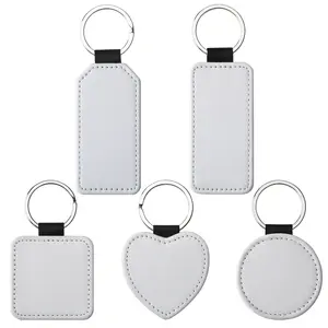 Custom leather keychain pebbled pendant PU heat transfer series promotional giveaway keychain